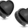 Pierced Owl Pierced Owl - Natural Black Onyx Heart Shaped Saddle Plug Gauges, Sold As Pair Body Piercing Plugs