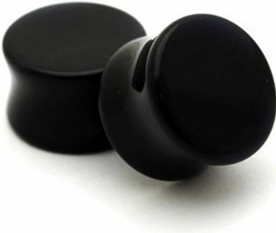 Mystic Metals Body Jewelry Mystic Metals Body Jewelry Black Agate Stone Plugs - 0G - 8Mm - Sold As A Pair Body Piercing Plugs