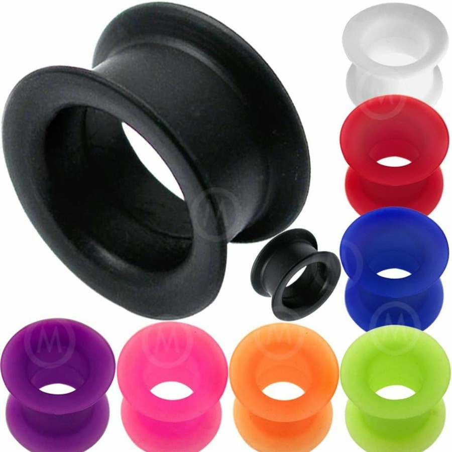 MoDTanOiz Gauges Silicone Rubber Ear Gauge Gauges Ears Plug Tunnel Earring Double Flared 6Mm - 30Mm (Pair) Body Piercing Plugs