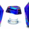 Generic Pair Of Glass Plugs With Iridescent Blue Coffin Fronts (Pg-573) (0G (8Mm)) Body Piercing Plugs