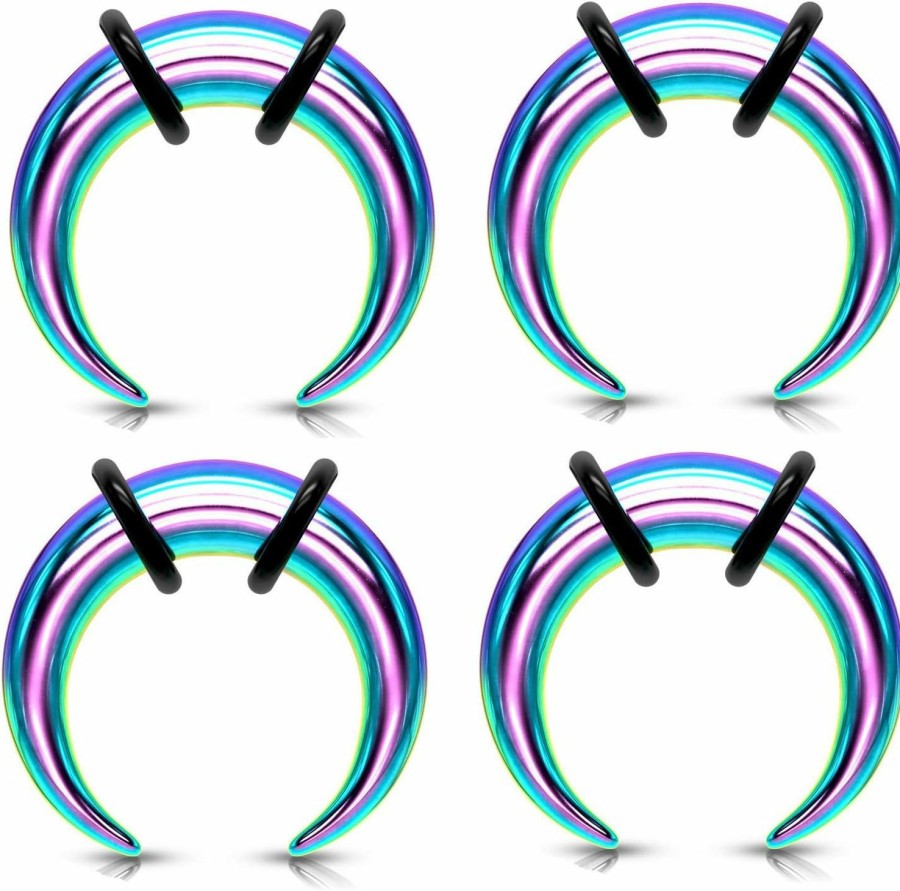 Zaya Body Jewelry Zaya Body Jewelry 8G 10G 12G 14G Rainbow Steel Pinchers For Ears Septum Horseshoe Gauges Body Piercing Plugs