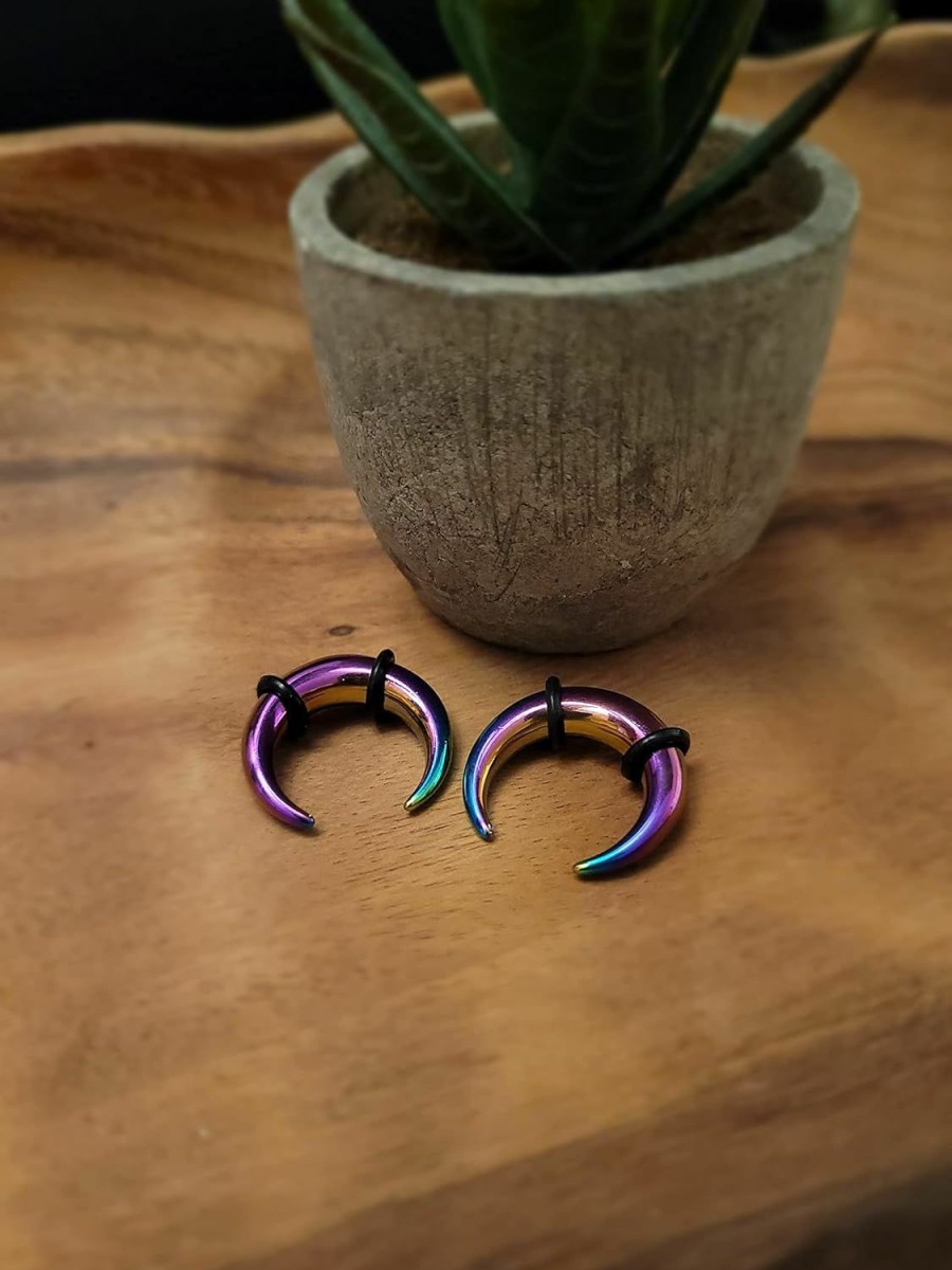 Zaya Body Jewelry Zaya Body Jewelry 8G 10G 12G 14G Rainbow Steel Pinchers For Ears Septum Horseshoe Gauges Body Piercing Plugs