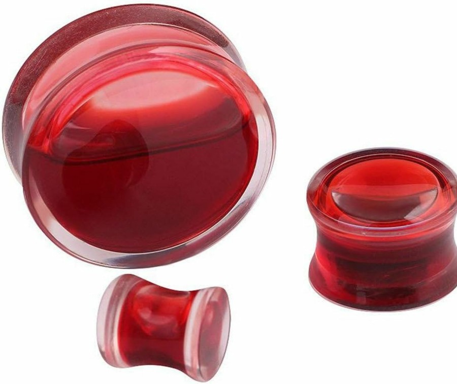 IPINK Ipink -2Pcs Acrylic Red Liquid Blood Double Flare Ear Plugs Tunnels Gauge 0G-5/8 Body Piercing Plugs