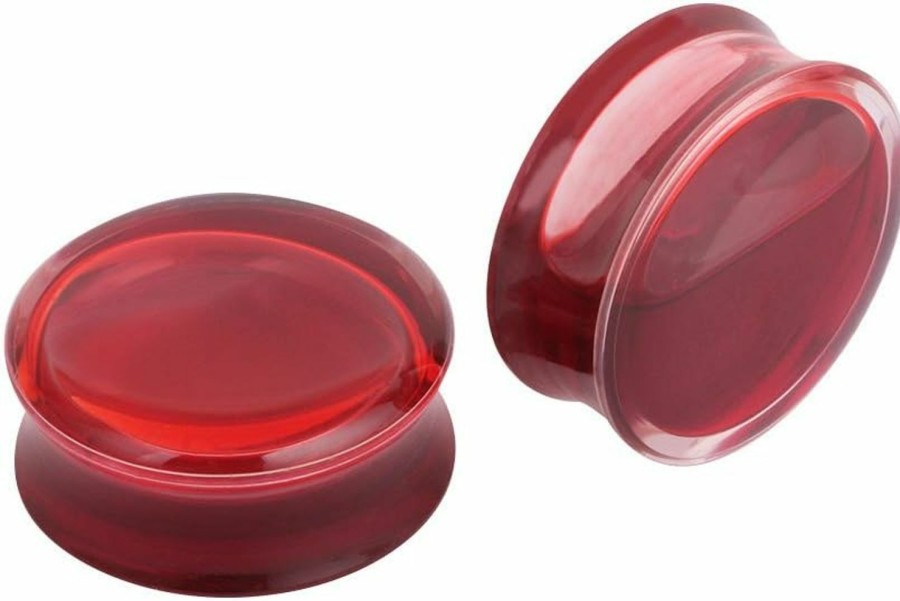 IPINK Ipink -2Pcs Acrylic Red Liquid Blood Double Flare Ear Plugs Tunnels Gauge 0G-5/8 Body Piercing Plugs