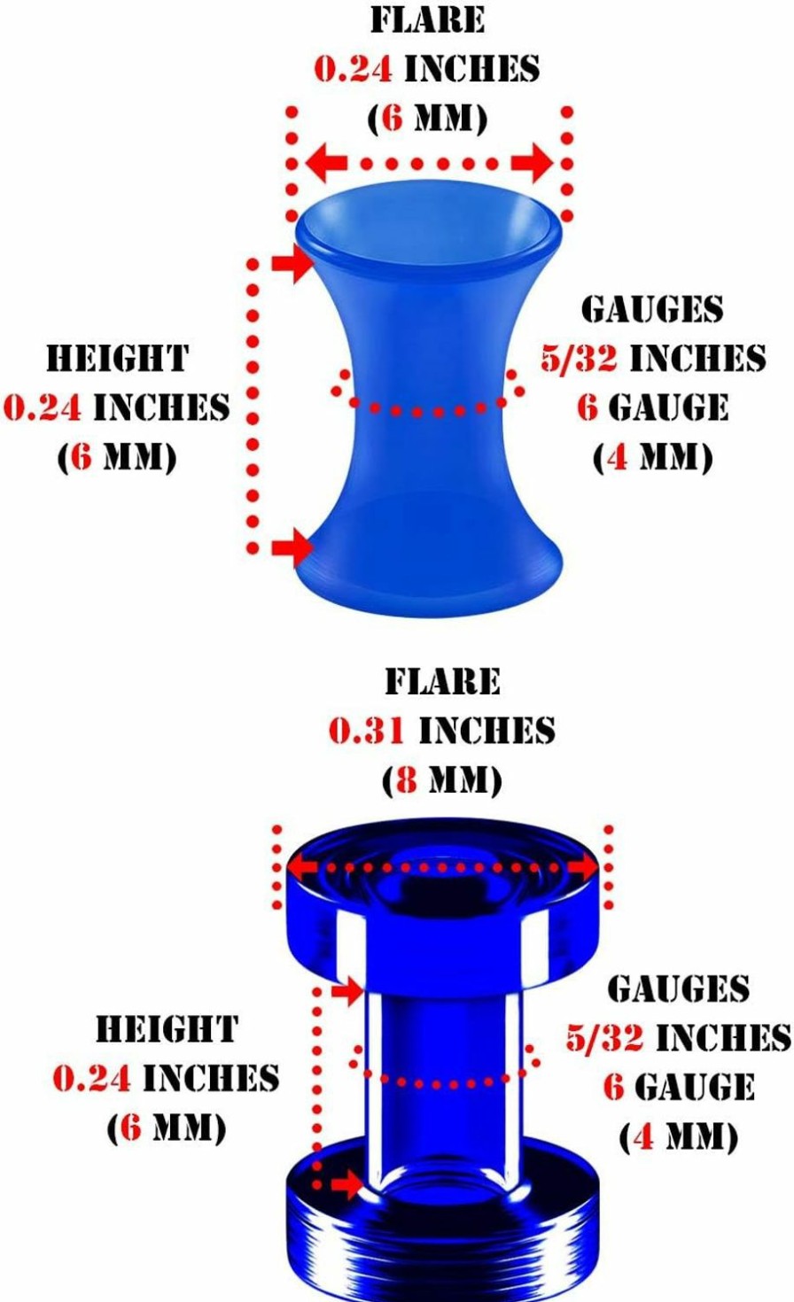 BIG GAUGES Big Gauges 2 Pairs Silicone Double Flared Saddle Piercing Jewelry Stretcher Ear Plugs Earring Lobe Acrylic External Flesh Tunnel Body Piercing Plugs