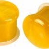 Generic Pair Of Yellow Cat Eye Stone Single Flare Plugs (Stn-723) Body Piercing Plugs