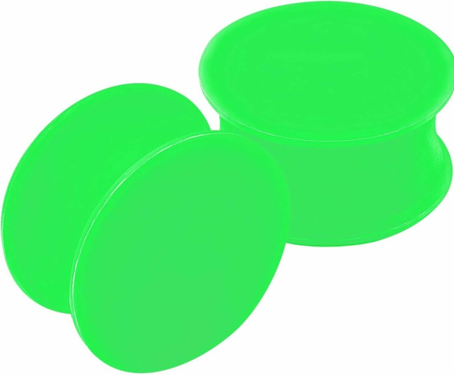 BanaVega Banavega 2Pcs Silicone Green Double Flared Saddle For Stretcher Ear Gauge Plug Earring Lobe Piercing Jewelry Choose Sizes Body Piercing Plugs