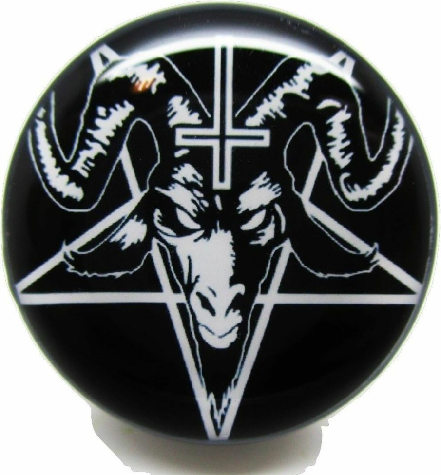 Unknown Pair* Black Baphomet W/Pentagram & Cross Ear Plugs - Acrylic Screw-On - 10 Sizes (0 Gauge (8Mm)) Body Piercing Plugs