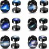 PiercingJ Piercingj 6 Pairs Faux Gauges Earrings 18G Solar System Galaxy Universe Stainless Steel Stud Barbell 00G Cheater Fake Ear Plugs Illusion Tunnel Piercing Stud Screw Earrings Body Piercing Plugs