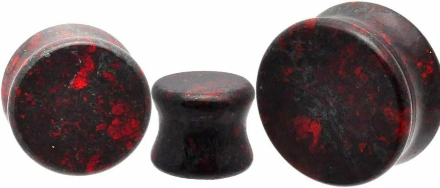 Mystic Metals Body Jewelry Mystic Metals Body Jewelry Pair Of Brecciated Jasper Stone Double Flare Plugs (Stn-640) Body Piercing Plugs