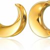 Casvort Casvort 2 Pcs Hypoallergenic 316 Stainless Steel 0G-1" Hot Moon Flower Saddle Hangers Plugs Unique Saddle Gauges Ear Plugs Expander Stretcher Ear Tunnels Body Piercing Jewelry Body Piercing Plugs