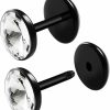 BIG GAUGES Big Gauges Pair Of Black Acrylic 16G Gauge 1.2Mm 1/4 (6Mm) Fake Plugs Crystal Piercing Jewelry Ear Cheater Illusion Earring Lobe Body Piercing Plugs