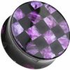 Freedom Fashion Freedom Fashion Marble Checker Double Flared Ear Gauge Plug (Sold By Pair) Body Piercing Plugs