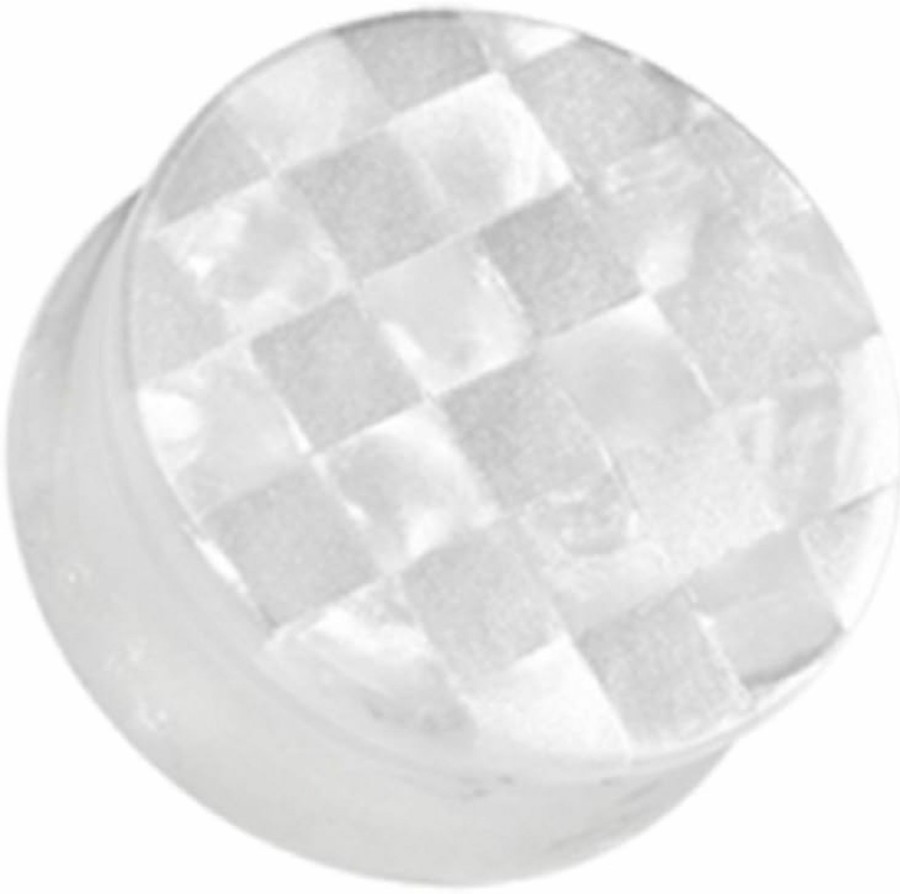 Freedom Fashion Freedom Fashion Marble Checker Double Flared Ear Gauge Plug (Sold By Pair) Body Piercing Plugs