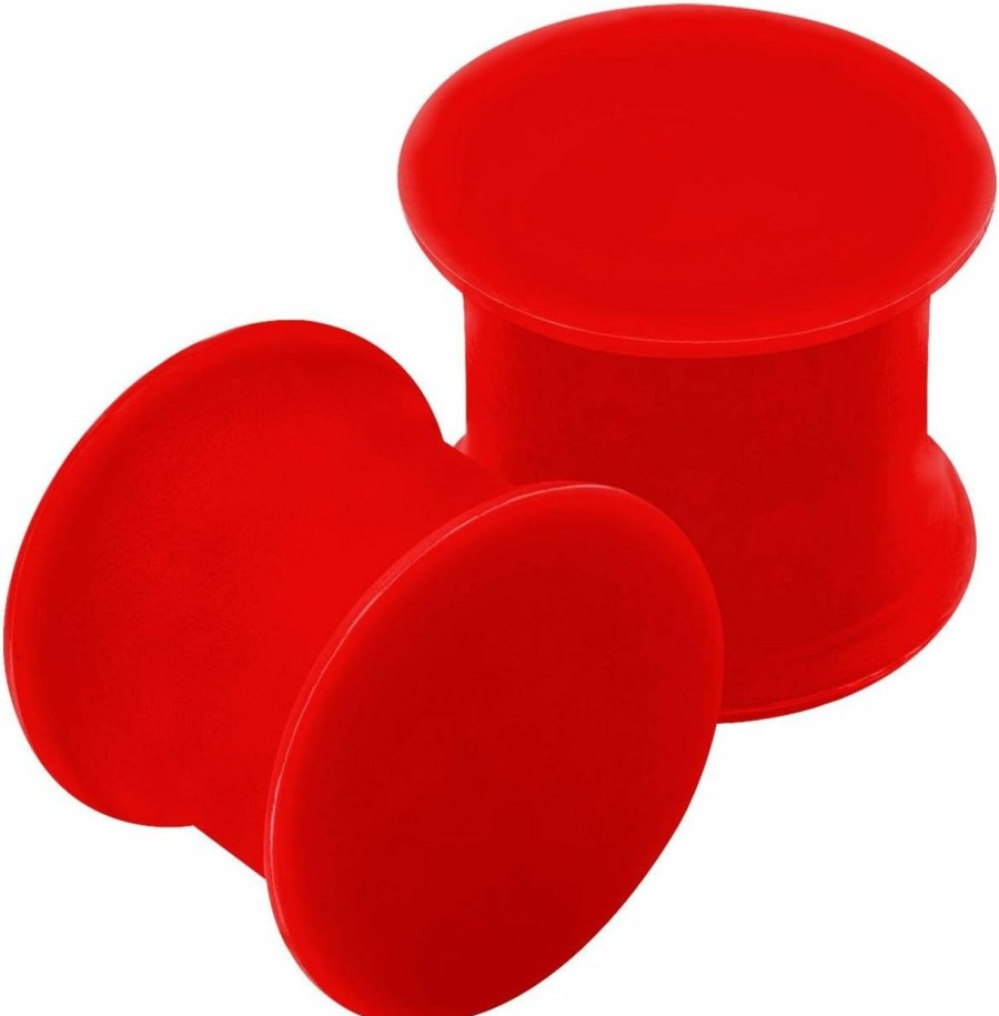 BanaVega Banavega 2Pcs Silicone Red Double Flared Saddle Unique Stretcher Ear Gauge Plug Earring Lobe Piercing Jewelry See More Sizes Body Piercing Plugs