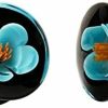 OIDIMS 3D Blue Flower Glass Ear Plugs Gauges Tunnel Expanders Stretcher Fashion Punk Earrings Double Flared Piercings Body Jewelry Body Piercing Plugs