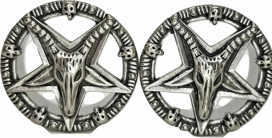 Pierced Republic Pierced Republic Baphomet Pentagram Ear Plugs - Stainless Steel Screw-On Ear Plugs - 8 Sizes - Pair - New! Body Piercing Plugs