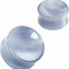 blue palm jewelry Blue Palm Jewelry Pair Of Light Gray Cat Eyes Stone Double Flare Concave Stone Ear Plugs Expander Gauges 2Ga - 1 Inch E606 Body Piercing Plugs