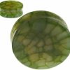 blue palm jewelry Blue Palm Jewelry Pairs Of Green Agate Dragon Vein Stone Double Flare Plugs Ears Gauge 2 Ga To 1 Inch 597A Body Piercing Plugs