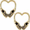 PUNKYOUTH 2Pcs Cool Saddle Ear Plug Dangle Hanger Gauges Double Flared Tunnels Brass Punk Zipper Lock Skull Stretcher Piercing Jewelry 0G To 1 Inch Body Piercing Plugs