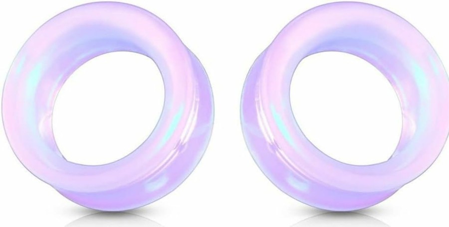 So Scene Lavender Opalite Hollow Glass Ear Plug Gauges Soscene Body Piercing Plugs