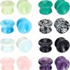 Longbeauty Longbeauty 16Pcs Stone Ear Plugs Double Flare Concave Ear Stretching Gauges Expanders 2G-5/8 Body Piercing Plugs