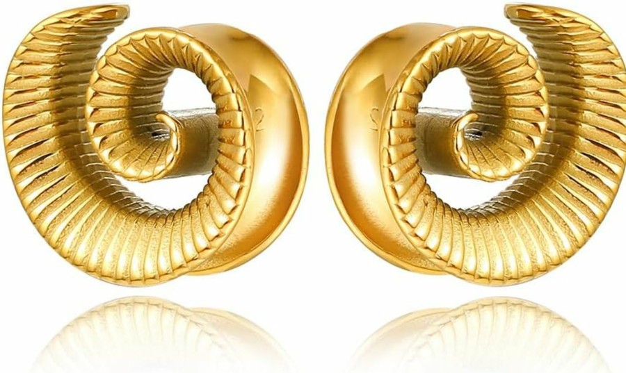 MOQIKAKA 2Pcs Cool Spiral Saddle Gauges Plugs Tunnels For Ears, Hypoallergenic 316 Stainless Steel Ear Plugs Tunels Gauuges For Stretched Ears 8Mm-25Mm (0G-1") Body Piercing Jewelry For Women Men Body Piercing Plugs