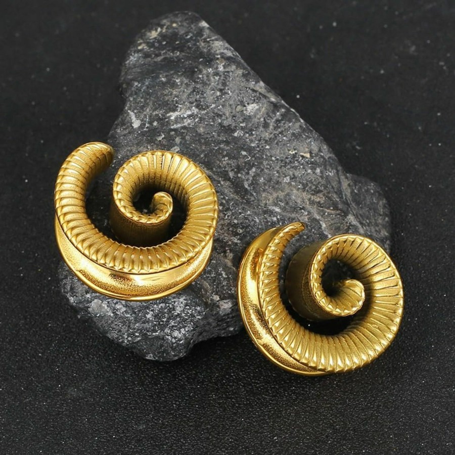 MOQIKAKA 2Pcs Cool Spiral Saddle Gauges Plugs Tunnels For Ears, Hypoallergenic 316 Stainless Steel Ear Plugs Tunels Gauuges For Stretched Ears 8Mm-25Mm (0G-1") Body Piercing Jewelry For Women Men Body Piercing Plugs