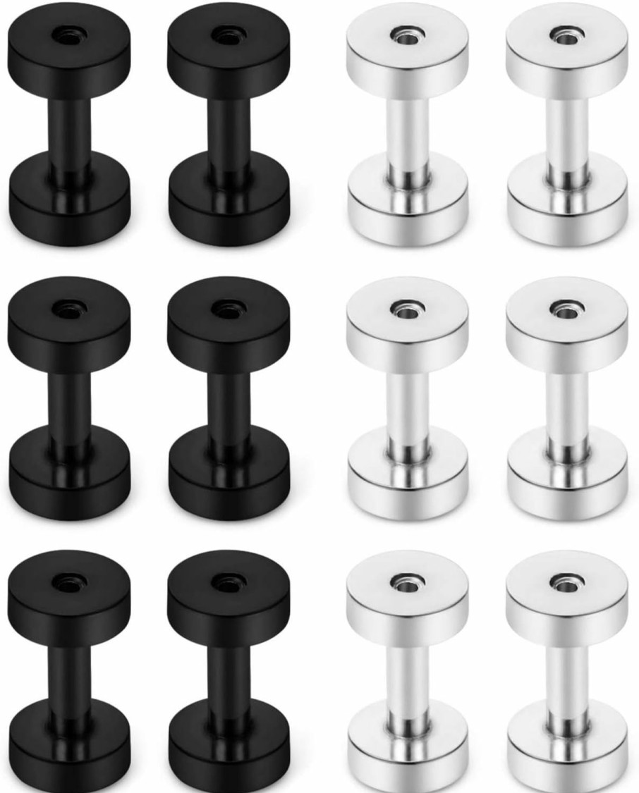 Ftovosyo Ftovosyo 6 Pairs Surgical Steel Ear Gauges Screw Plugs Tunnel Earlobe Expander Stretcher Piercing Jewelry Kit For Women Men 14G-6G Body Piercing Plugs