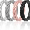 ThunderFit Thunderfit Silicone Wedding Bands For Women - Breathable Leaf Design 5.2Mm Width - 2Mm Body Piercing Plugs