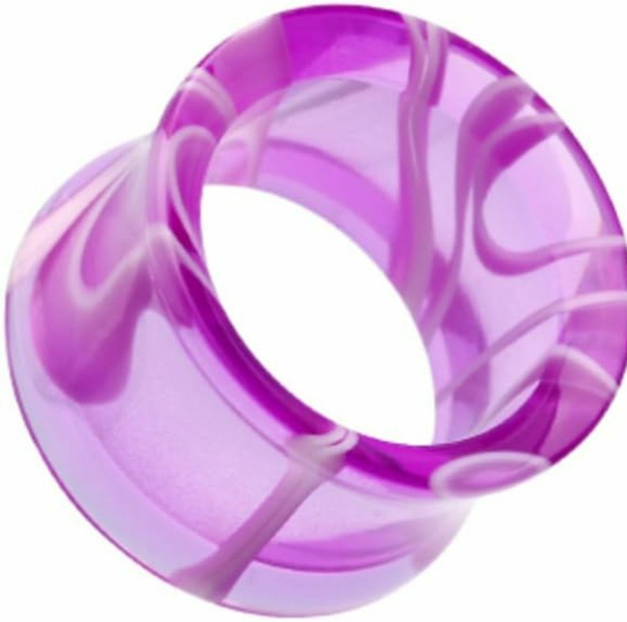 WildKlass Jewelry Marble Swirl Acrylic Double Flared Wildklass Ear Gauge Tunnel Plug (Sold As Pairs) Body Piercing Plugs