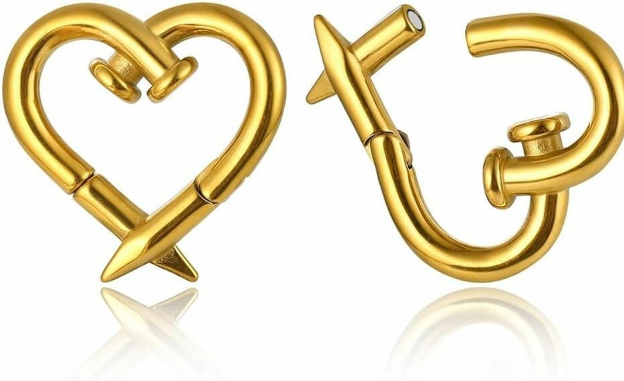 Earblity Earblity 4Mm-6Mm(5G-2G) Hypoallergenic 316L Stainless Steel Heart Ear Weights Hangers For Stretched Ear Lobe Piercing Ear Plugs Gauges Body Jewelry Body Piercing Plugs