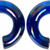 Mystic Metals Body Jewelry Mystic Metals Body Jewelry Pair Of Iridescent Blue Oil Slick Glass Hoops (Pg-580) Body Piercing Plugs