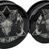 Pierced Republic Pierced Republic Ram Skull Black & White Ear Plugs - Acrylic Screw-On - 10 Sizes Pair* Body Piercing Plugs