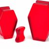 Generic Pair Of Ruby Red Glass Coffin Shaped Double Flare Plugs (Pg-567) Body Piercing Plugs