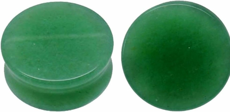 So Scene Soscene Green Aventurine Organic Stone Ear Gauges Solid Plugs Sold In Pairs Body Piercing Plugs