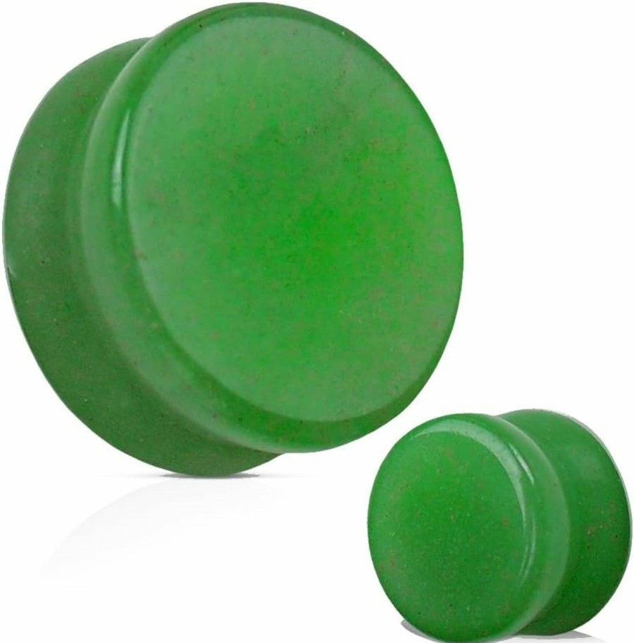 So Scene Soscene Green Aventurine Organic Stone Ear Gauges Solid Plugs Sold In Pairs Body Piercing Plugs