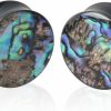 Decentraland 2 Pcs Gauge Opal Ear Plugs Piercing Jewelry Set Double Flare Saddle Stretching Gages Tunnels Expander (Aa-0G(8Mm)) Body Piercing Plugs