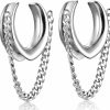 Casvort Casvort 2 Pcs Hypoallergenic 0G-1" Comfy Chain Saddle Plugs Hangers 316 Surgical Stainless Steel Fashionable Ear Gauges Body Piercing Jewelry Body Piercing Plugs