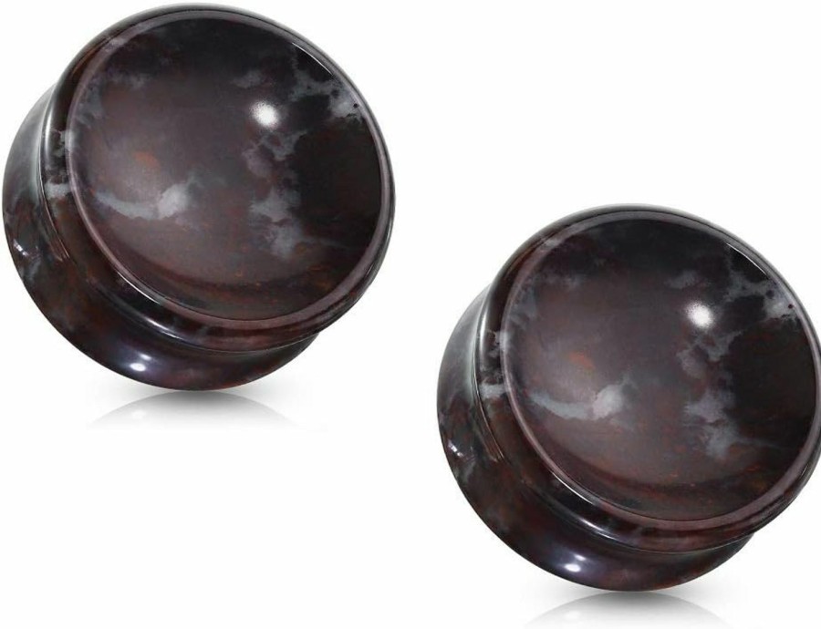 Pierced Owl Pierced Owl - Natural Bloodstone Concave Double Flared Plug Gauges, Sold As A Pair Body Piercing Plugs