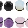 PunkTracker 4 Pairs 4G-11/16\" Mixed Natural Stone Ear Plugs Gauges Single Flared Stretchers Expander With Silicone O-Rings Body Piercing Plugs