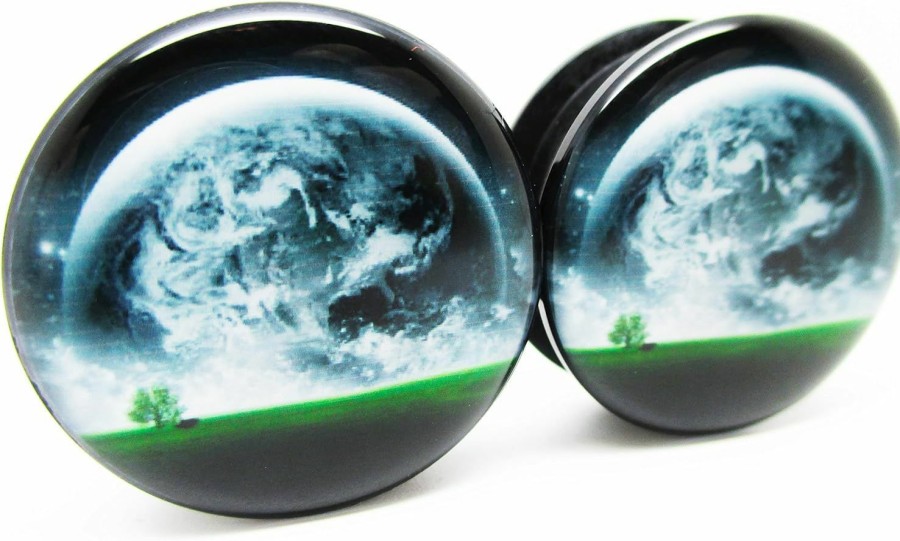 Pierced Republic Pierced Republic Earth Horizon Ear Plugs - Acrylic Screw-On - New - 12 Sizes - New *Pair* Body Piercing Plugs