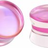 BodyAce Bodyace Clear Glass Double Flared Concave Saddle Plugs, 6-14Mm Clear Plug Glass Ear Gauges, Iridescent Earring Expander 1Pair Solid Ear Stretcher Body Piercing Plugs