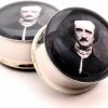 Mystic Metals Body Jewelry Mystic Metals Body Jewelry Edgar Allan Poe Picture Plugs - 7/8 Inch - 22Mm - Sold As A Pair Body Piercing Plugs