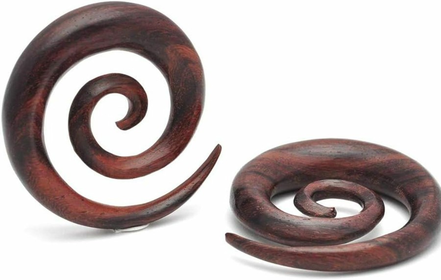 Mystic Metals Body Jewelry Mystic Metals Body Jewelry Sono Wood Super Spirals (Pw-325) Plugs Gauges - Sold As A Pair Body Piercing Plugs