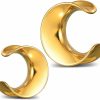 Twolobes 1 Pair Classic Moon Saddle For Stretched Ears Hypoallergenic 316 Stainless Steel Ear Cuff Tunels Plugs 00G 8Mm-16Mm(0G-5/8'') Body Piercing Jewelry Body Piercing Plugs