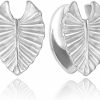 Casvort Casvort 2 Pcs Hypoallergenic 316 Stainless Steel 0G-1" Leaf Saddle Hangers Plugs Floral Saddle Gauges For Stretched Lobe Ear Plugs Expander Ear Tunnels Women Body Piercing Jewelry Body Piercing Plugs