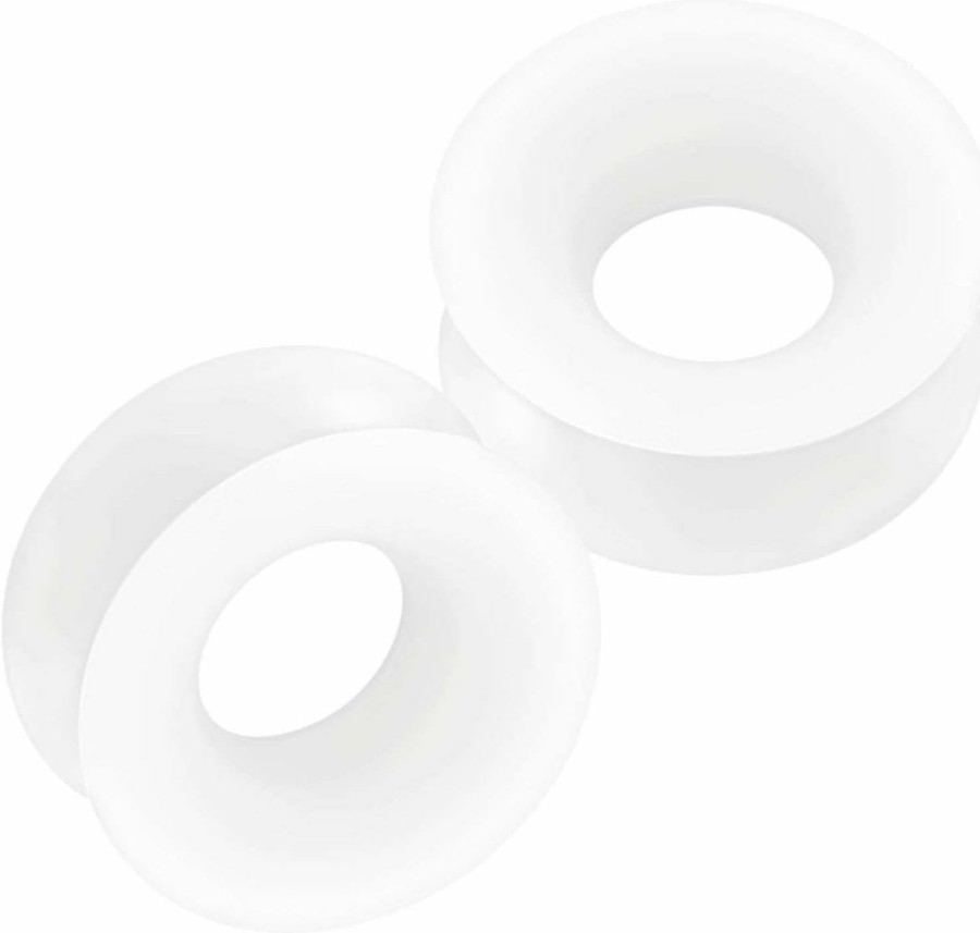 Generic 2Pcs Silicone White Double Flared Saddle Stretcher Ear Tunnel Gauge Plug Earring Lobe Piercing Jewelry Pick Size Body Piercing Plugs