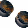 Pierced Owl Pierced Owl - Natural Concave Dark Tiger Eye Stone Double Flared Saddle Fit Plugs, Sold As A Pair Body Piercing Plugs