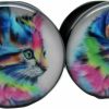 Pierced Republic Pierced Republic Colorful Kitten Ear Plugs - Acrylic - Screw-On - New *Pair* - 8 Sizes Body Piercing Plugs